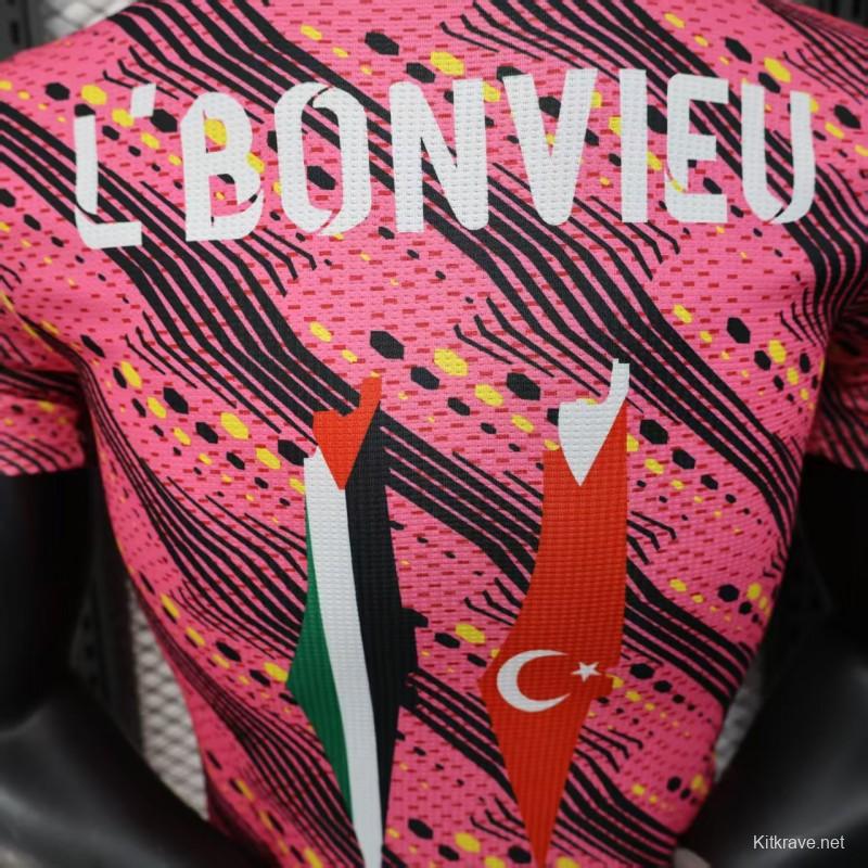 Player Version 25/26 Palestine Pink with Geometric Wave Pattern Jersey