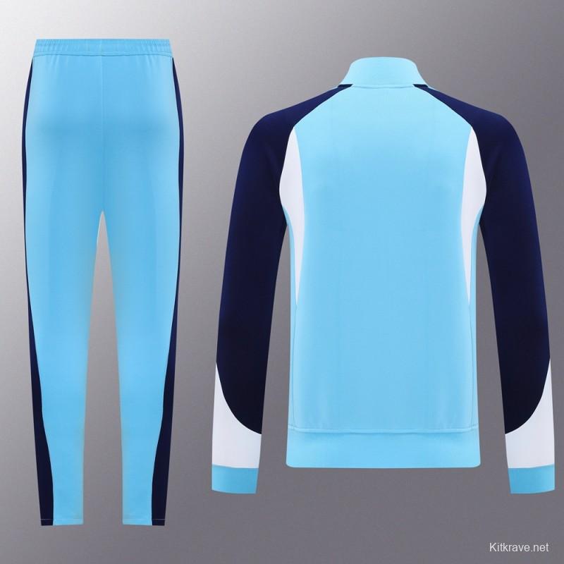 2025 Nike Air Tracksuit Set - Light Blue with Navy Accents Full Zipper Jacket + Long Pants