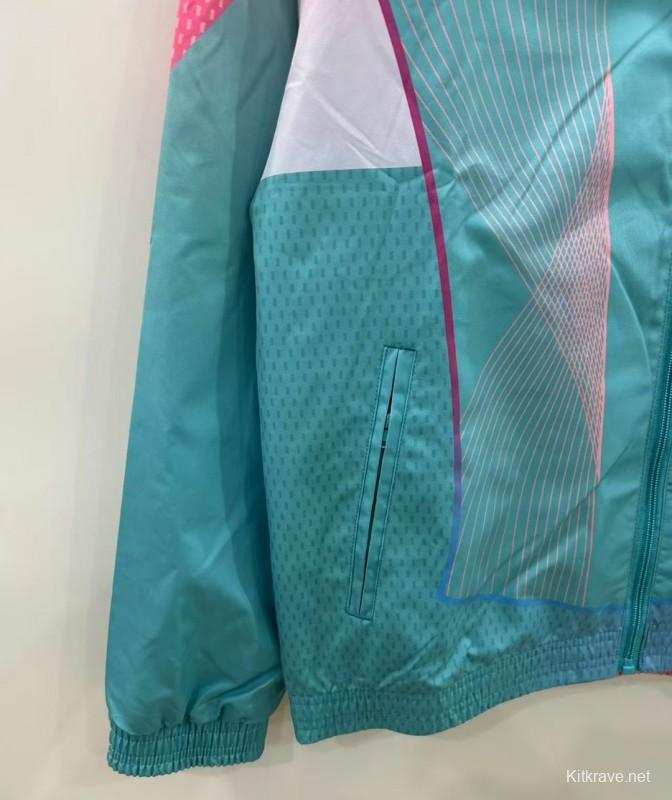 25/26 FC Barcelona Teal & Pink Training Windbreaker with Geometric Pattern