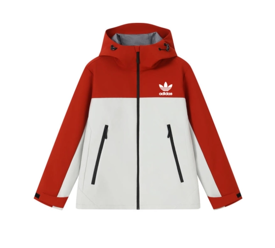 2025 Adidas White/Red Full Zipper Waterproof Outdoor Jacket