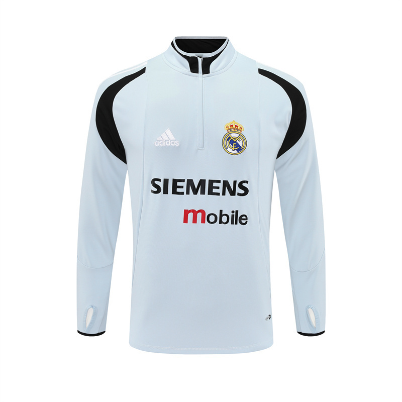 Retro 04/05 Real Madrid Light Grey Half Zipper Jacket