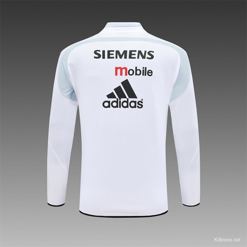 Retro 04/05 Real Madrid White Half Zipper Jacket