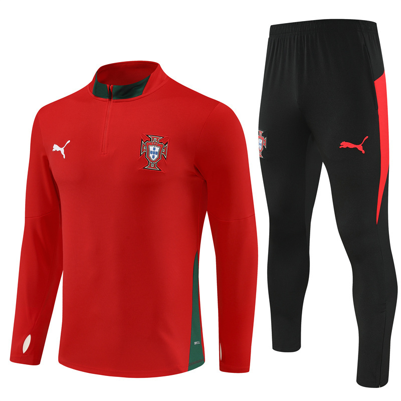 25/26 Portugal Red Half Zipper Jacket+Long Pants