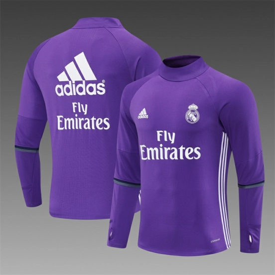 Retro 16/17 Real Madrid Purple Half Zipper Jacket