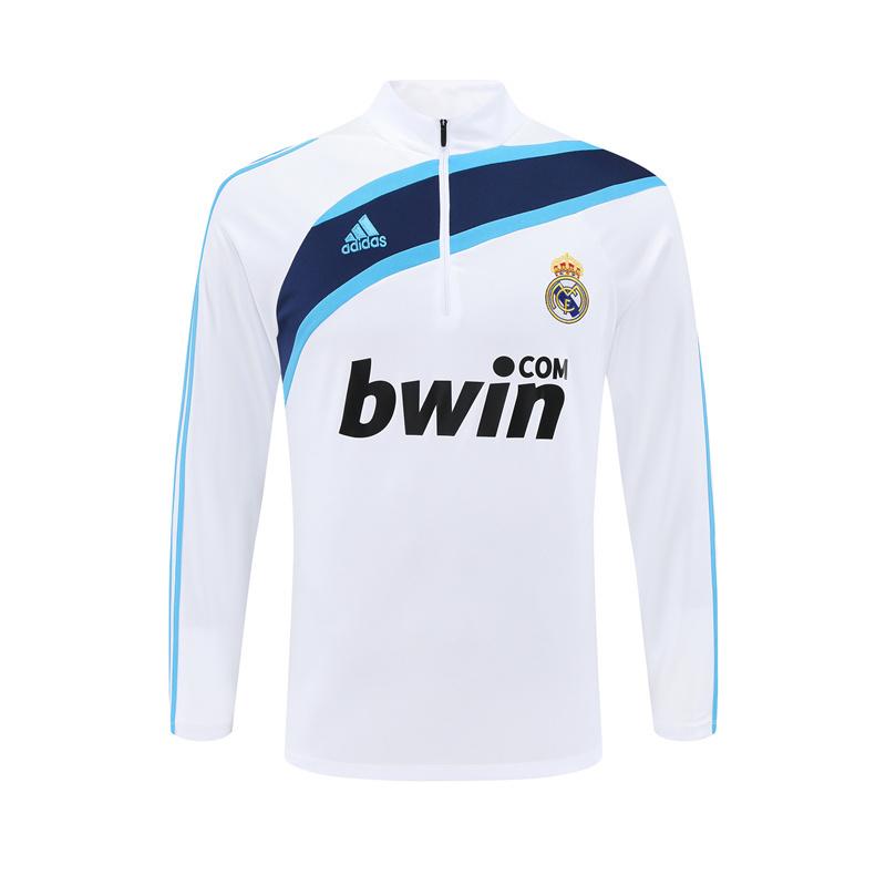 Retro 09/10 Real Madrid White Half Zipper Jacket