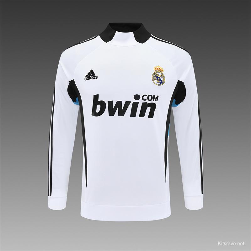 Retro 08/09 Real Madrid White Half Zipper Jacket