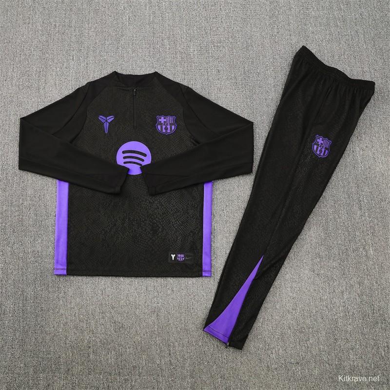 25/26 Barcelona Black Joint Edition Half Zipper Jacket+Long Pants