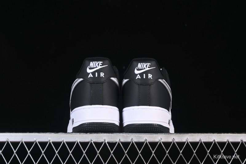 Nike Air Force 1'07 Low Black White Cracked Leather Casual Sneakers - ZH0316-118