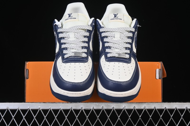 Nike Air Force 1 '07 Low LV Collaboration Navy Blue Cashew Flower Casual Sneakers - JP8028-009