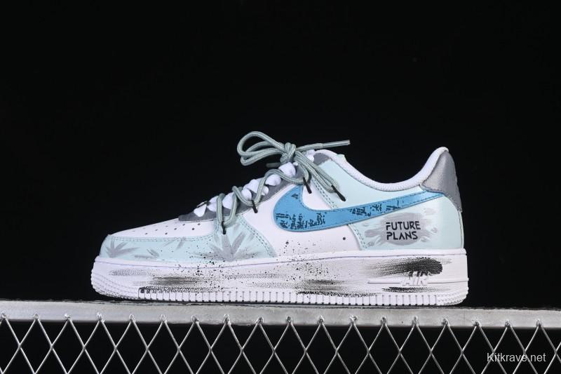 Nike Air Force 1'07 Low Grey Tune Era Hand-Painted Graffiti Casual Sneakers - LJ8822-202
