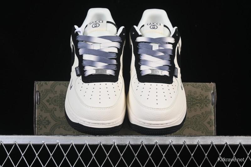 Nike Air Force 1 '07 Low Gucci Collaboration Off-White Black Canvas Hook Low-Top Casual Sneakers - XD2588-605