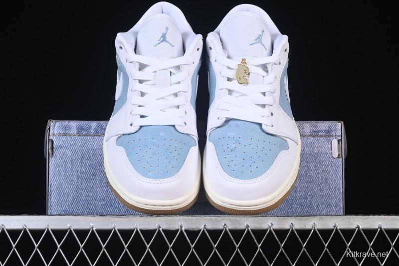 Nike Air Jordan 1 Low Denim Worn Blue Retro Basketball Shoes - HQ2004-400