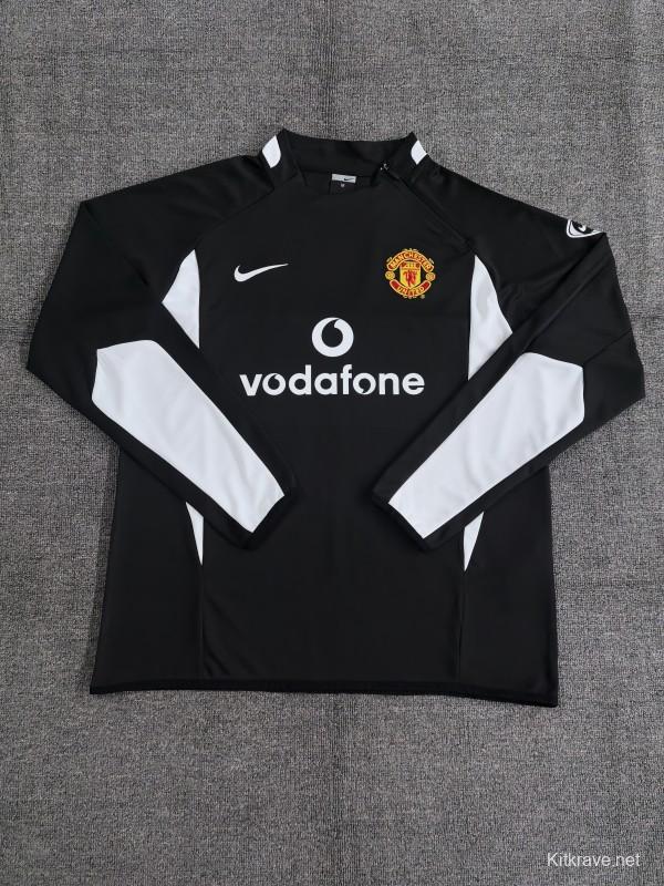 Retro 02/03 Manchester United Black Half Zipper Jacket+Long Pants