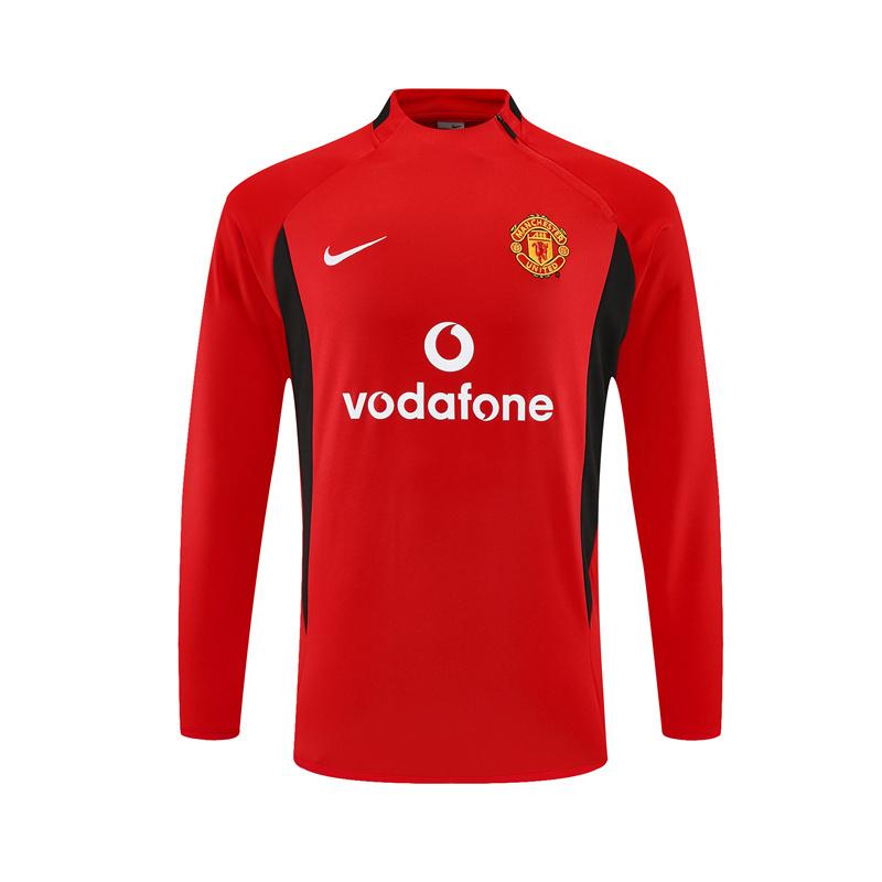 Retro 02/03 Manchester United Red Half Zipper Jacket+Long Pants