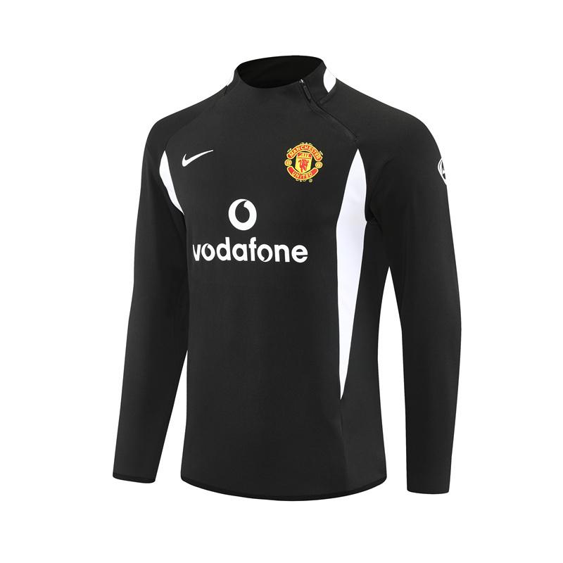 Retro 02/03 Manchester United Black Half Zipper Jacket+Long Pants