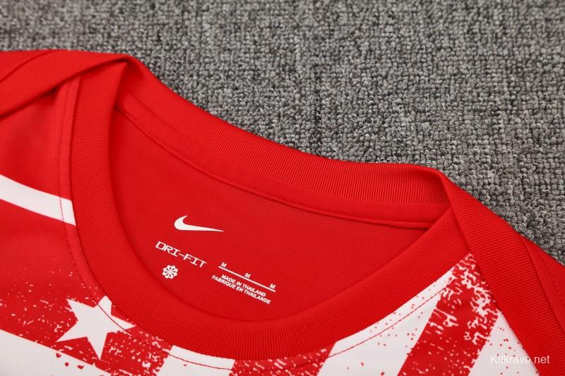 25/26 Atletico Madrid Red/White Stripe Short Sleeve+Shorts