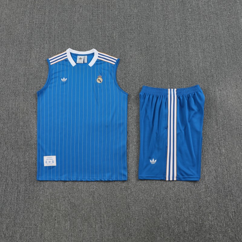 25/26 Real Madrid Adidas Original Blue Vest Jersey+Shorts