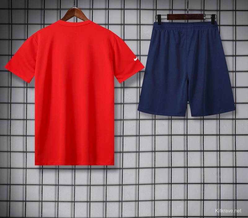 25/26 Atletico Madrid Red/White Stripe Short Sleeve+Shorts