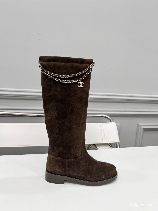 Chanel 2025/SS Quilted Leather Chain CC Four-Leaf Clover Flat Ankle Boots - LY00510