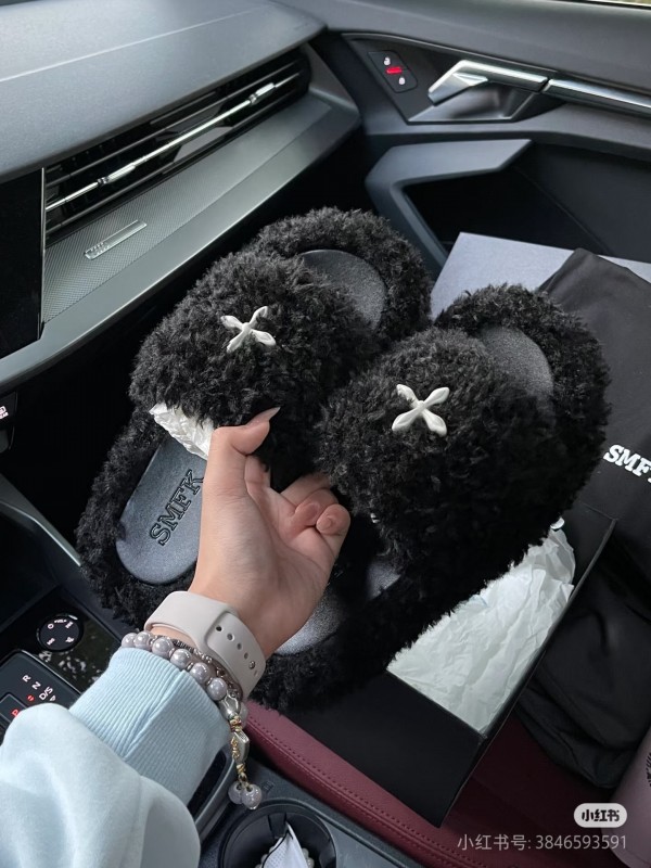 SMFK 2025/SS Fur Mule Sandals Latest Popular Cross Pattern - KFY00230
