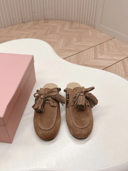 Miu Miu Fall/Winter 2025 Tassel Loafer Mule with Beaded Accents - LY00320