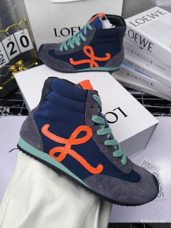 LOEWE High-Top German Training Sneakers Retro Fashion Casual White Shoes - LY00330