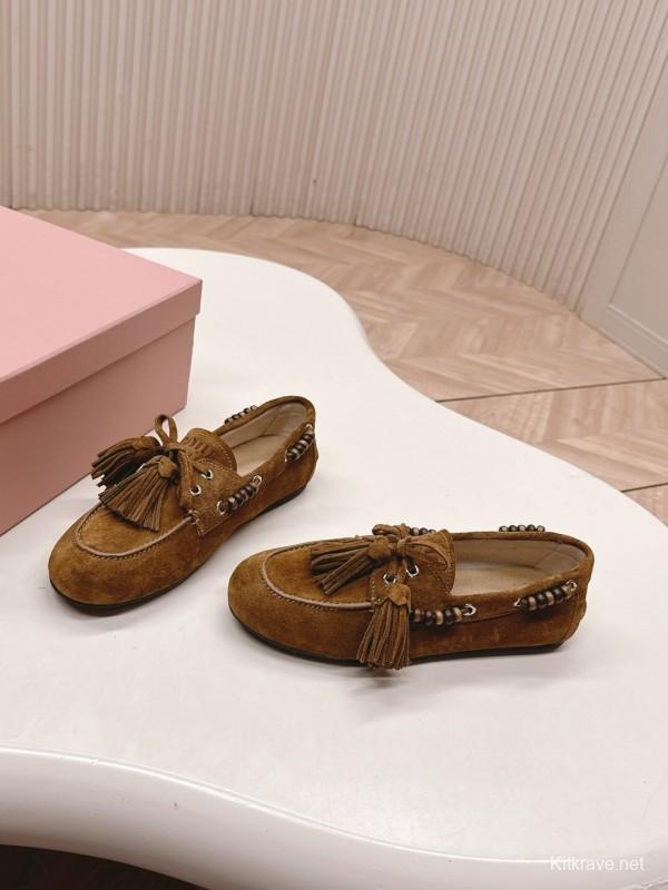 Miu Miu Fall/Winter 2025 Tassel Loafer Mule with Bead Accents - LY00330