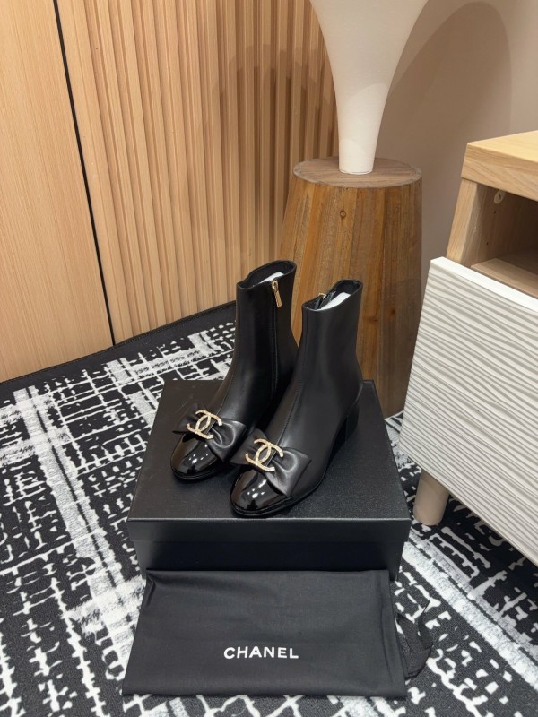 Chanel 2025 SS Bow CC Crystal Buckle Ankle Boots - LY00340/LY00350