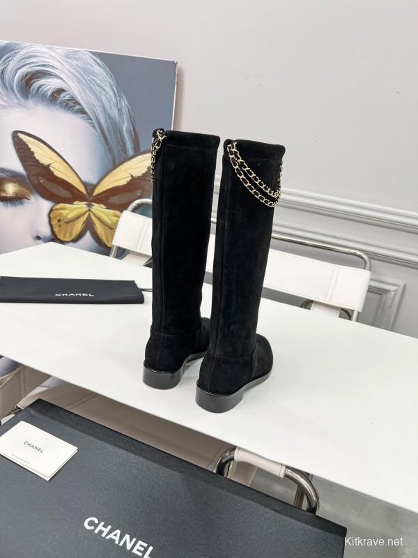 Chanel 2025 SS Quilted Leather Chain CC Logo Flat Ankle Boots - LY00510