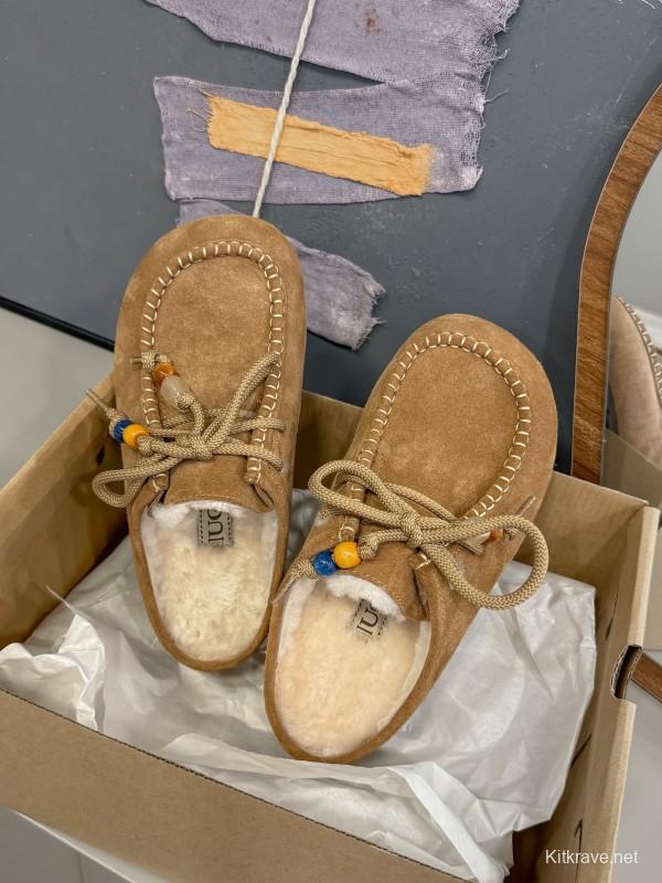 UGG 2025 Spring/Summer Collection Cozy Wool Slippers with Retro Buckle - KFY00240