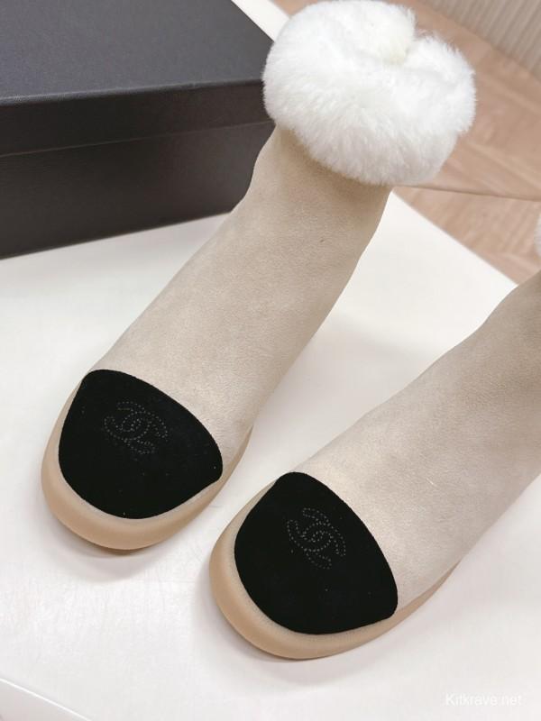 Chanel 2025/SS New Fur Snow Boots with Thick Sole - KFY00350