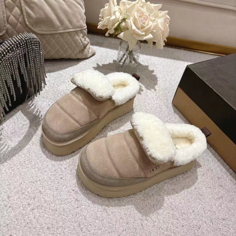 UGG 2025SS Michelin Caterpillar Slippers with Turned Fur Collar - LY00