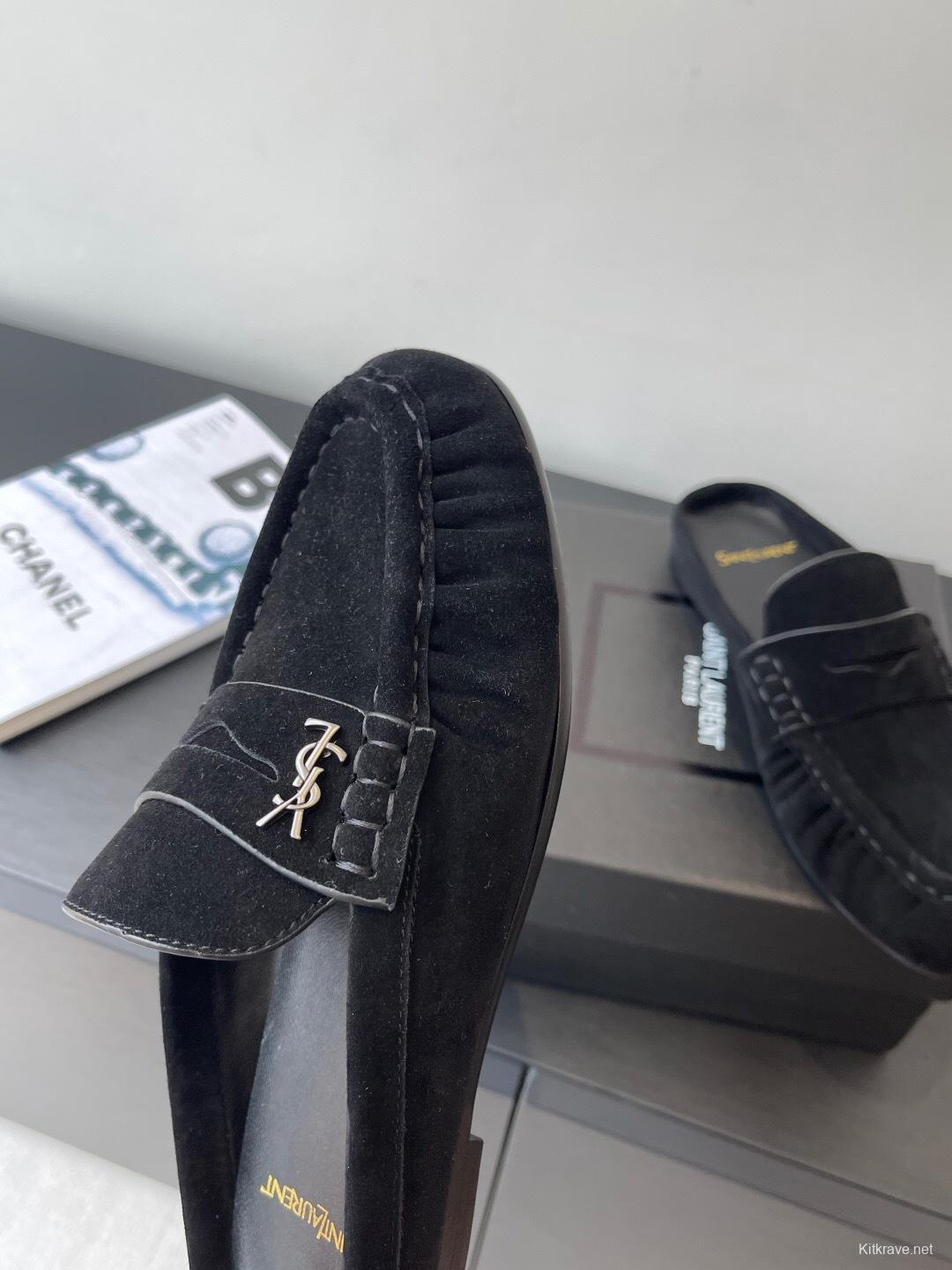 Saint Laurent Classic Loafer Mule Flat Shoes - KFY00320