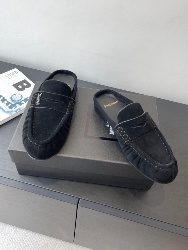 Saint Laurent Classic Loafer Mule Flat Shoes - KFY00320