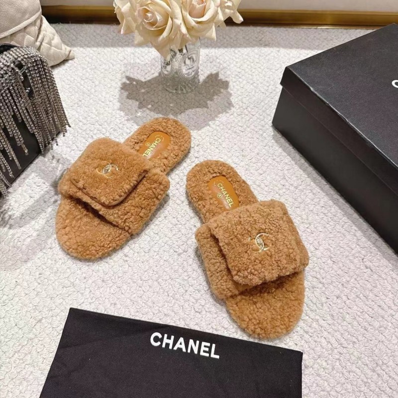 Chanel 2025/SS Slingback Lock Buckle Butterfly Fur Slippers - LY00250