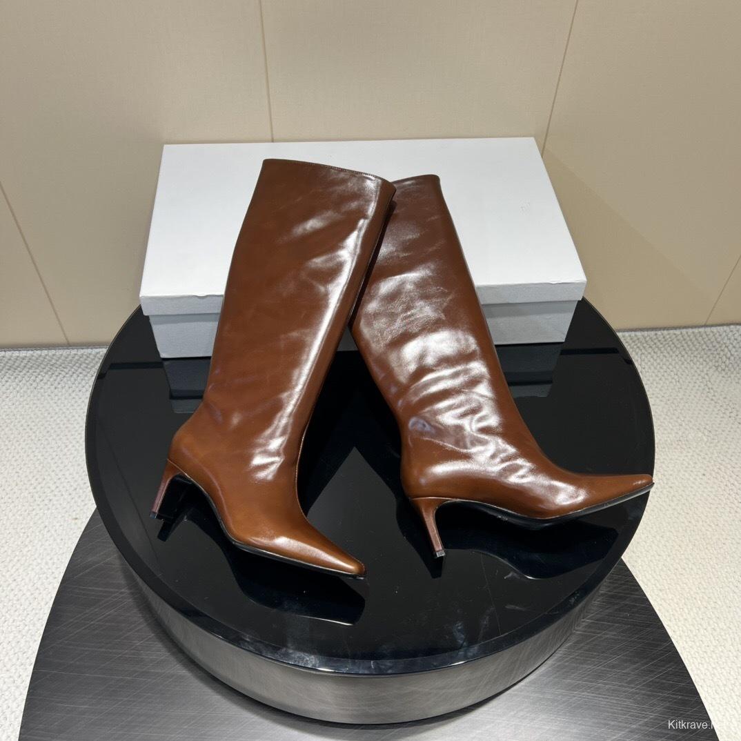 Khaite 2025 SS Square Toe Slip-On High Boots - KFY00490