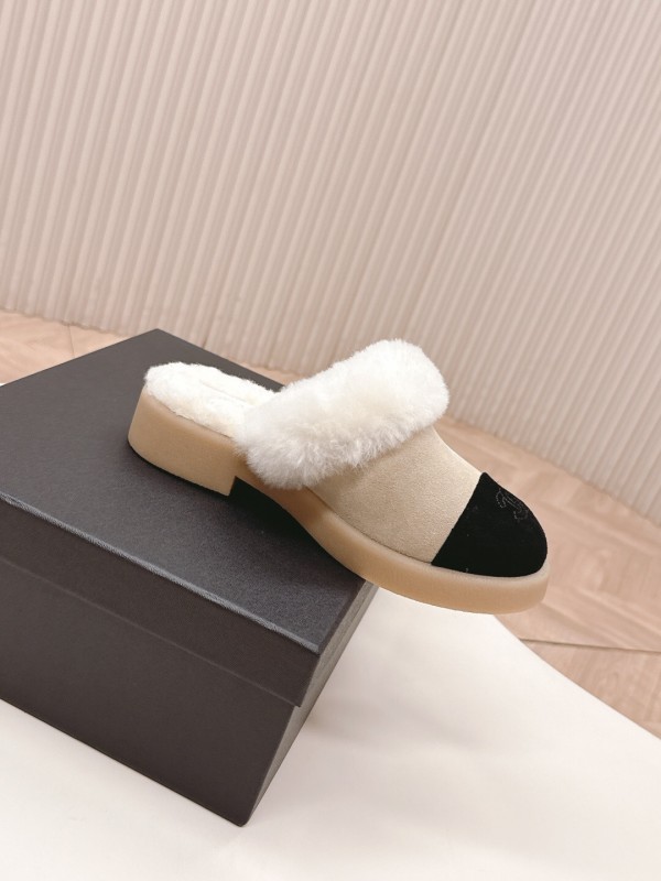 Chanel 2025/SS Fall Winter New Fur Slide Sandals Half-Drag - KFY00310