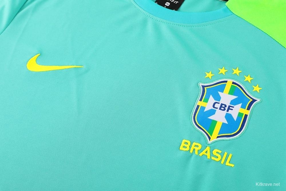 2025 Brazil Lake Green Short Sleeve+Soccer Shorts