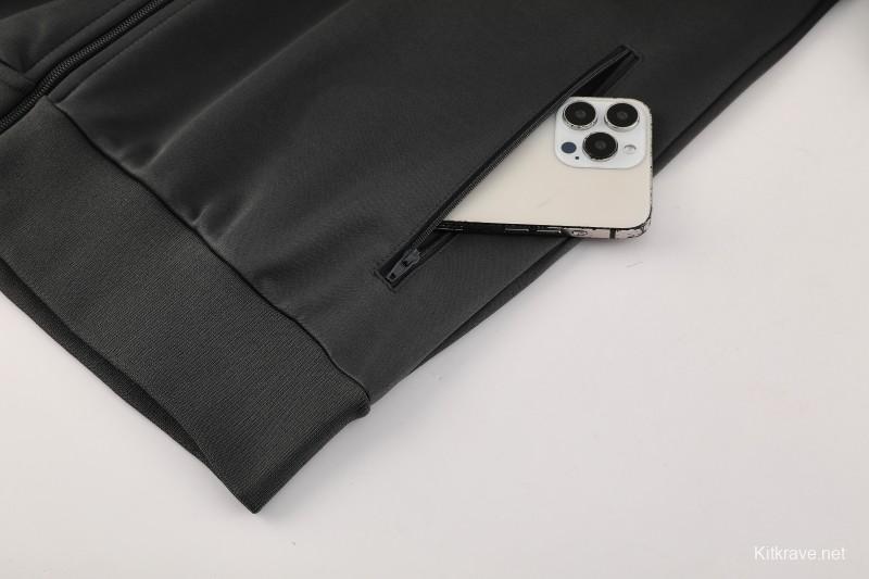 25/26 Manchester United 08 Dark Gray Half Zipper Jacket+Long Pants S-2XL