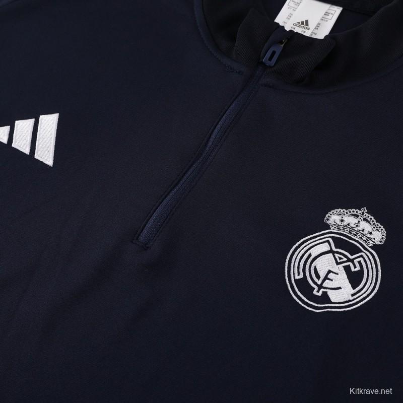 25/26 Real Madrid Royal Blue Half Zipper Jacket+Long Pants
