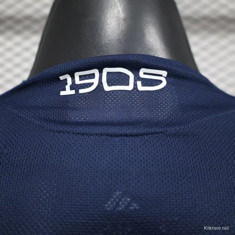 25/26 Player Version Boca Juniors Home Navy Blue with Yellow Chest Band Long Sleeve Jersey