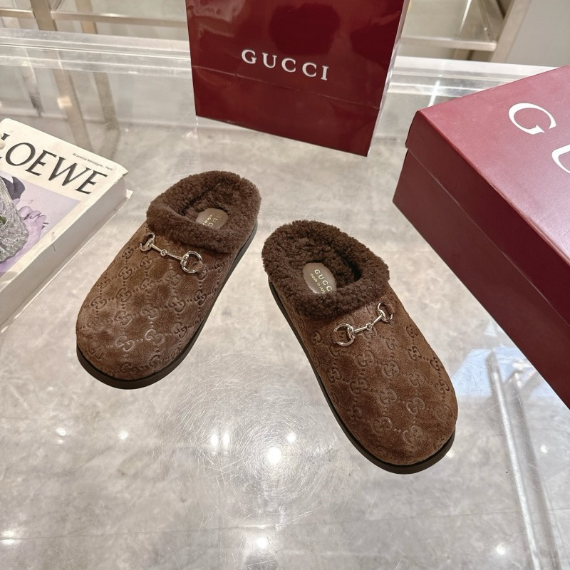 Gucci 2025 SS Autumn Winter New Suede Leather Horsebit Detail Women Wool Loafers - LY00260
