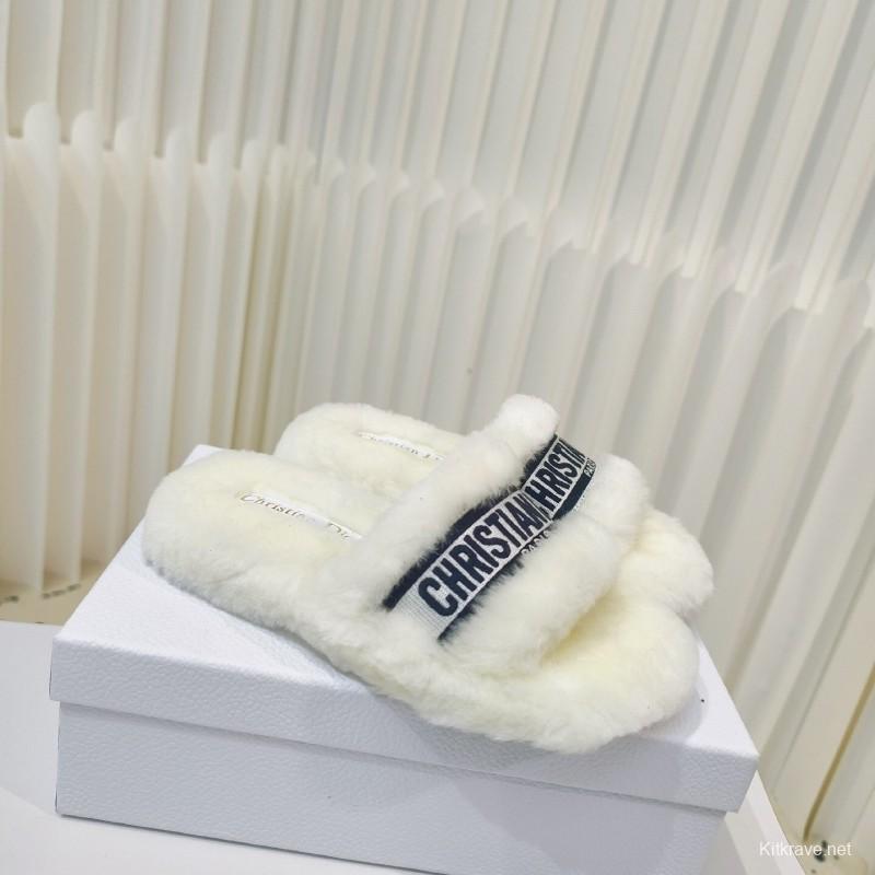 Dior Metal Buckle Wool Slippers Collection - LY00280