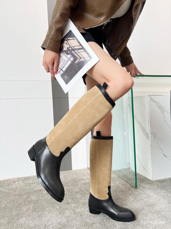 Adidas 2025 SS Western Suede Patchwork Slip-On Riding Boots - LY00400