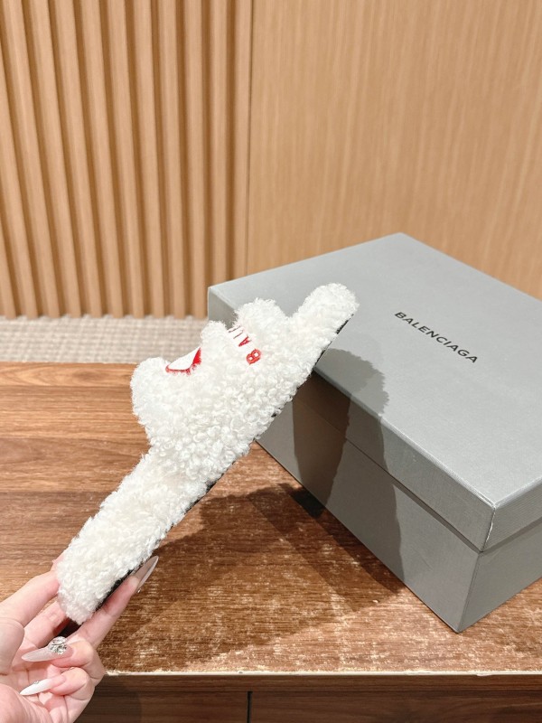 Balenciaga 2025 SS Qixi Limited Series Letter Embroidery Platform Shearling Slippers - AS00200