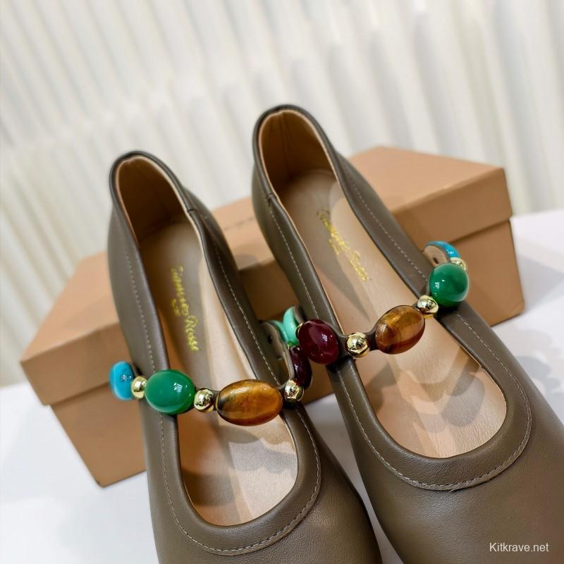 Gianvito Rossi Bohemian Style Turquoise Flat Ballet Shoes - LY00320