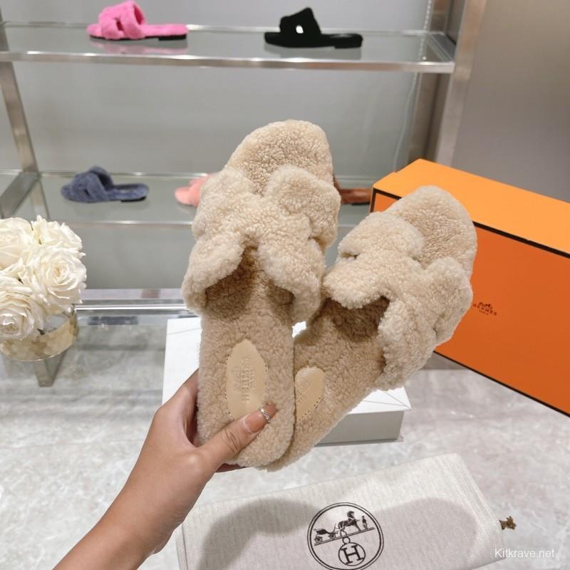 H Home Love Teddy Wool H Slippers Flat Sole Winter - LY00240