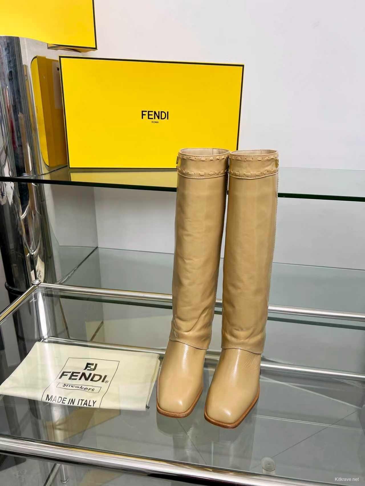 Fendi 2025 SS Wide-Calf Boots with Block Heel - LY00440/LY00510