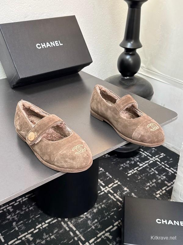 Chanel 2025/SS Autumn Winter New French Mary Jane Shoes Fur Shoes - KFY00300