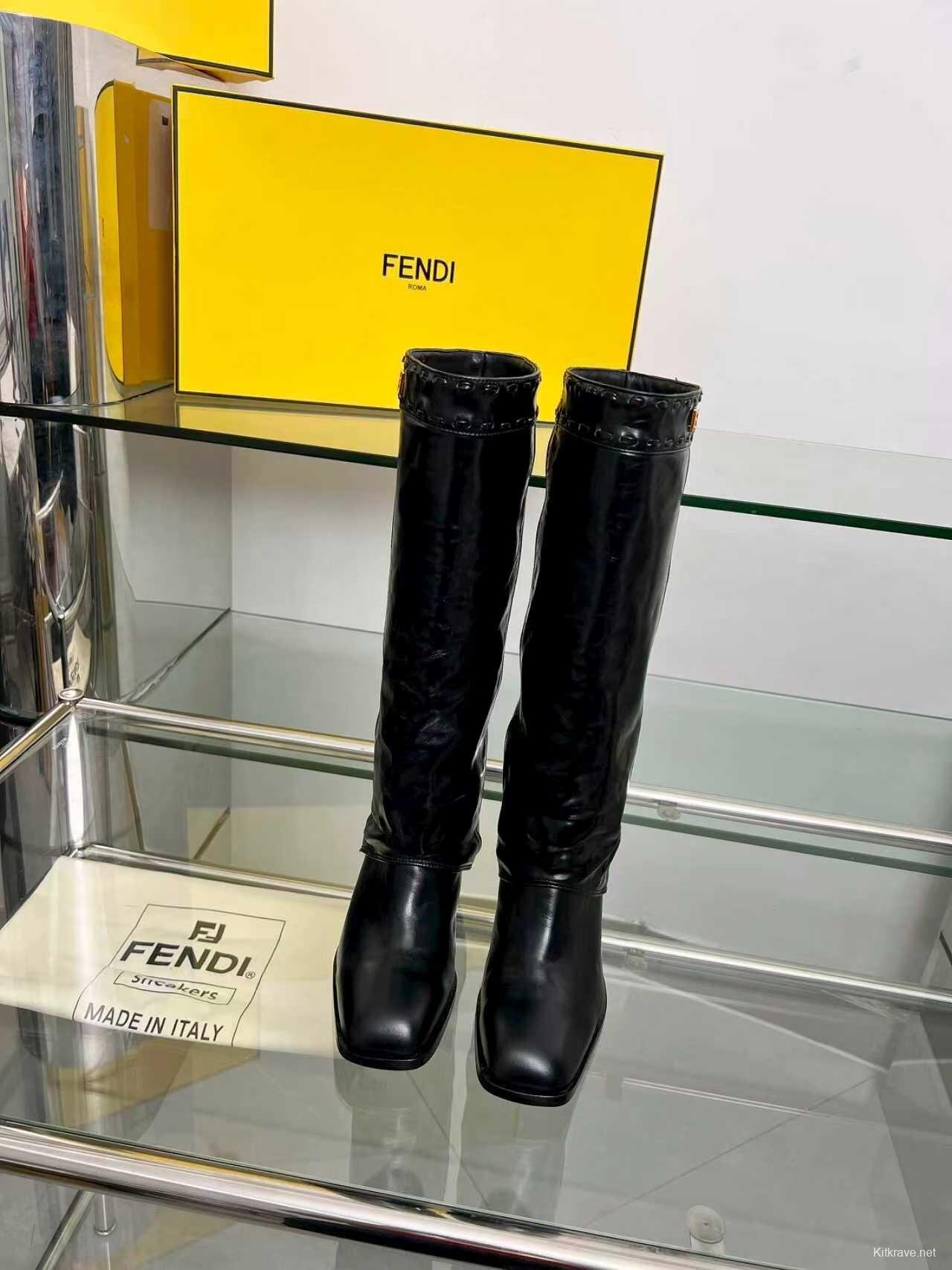Fendi 2025 SS Wide Leg Boots with Block Heel - LY00440/LY00510
